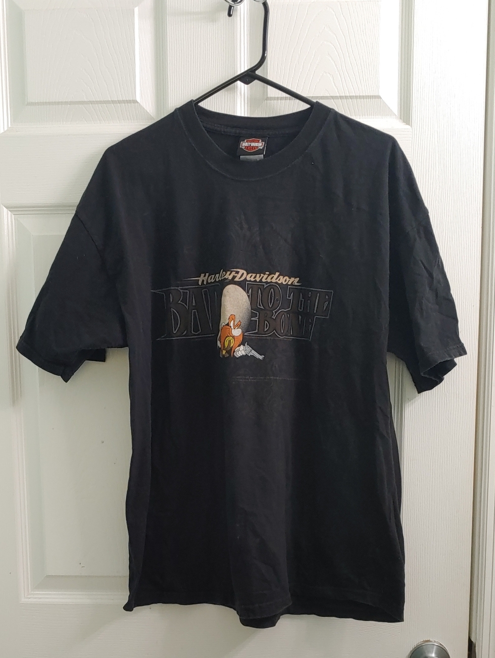 Vintage Harley Davidson T Shirt Men's XL Y2K Looney Tunes Yosemite Sam Black Tee